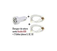 Chargeur allume cigare double USB + 2 x câble USB pour Apple iPhone 5 / ipod 5 de Vshop