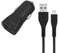 Chargeur allume-cigare double USB 3,4 A avec câble USB-A vers Lightning - Energ