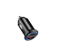 Chargeur Allume-Cigare en métal avec lumière ambiante 85 W PD30W/QC3.0 Charge Ultra Rapide Double Ports(Black)