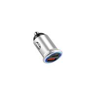 Chargeur Allume-Cigare en métal avec lumière ambiante 85 W PD30W/QC3.0 Charge Ultra Rapide Double Ports(Silver)