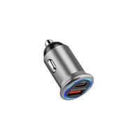 Chargeur Allume-Cigare en métal avec lumière ambiante 85 W PD30W/QC3.0 Charge Ultra Rapide Double Ports(Gray)
