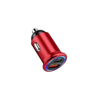 Chargeur Allume-Cigare en métal avec lumière ambiante 85 W PD30W/QC3.0 Charge Ultra Rapide Double Ports(Red)