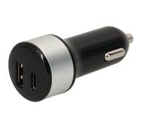 Chargeur allume-cigare - ERARD - Tension d'entrée 12V - 24V - USB-A (5V/2.4A - Smart charge - 12W) - USB-C (5V/3A - 15W) - Noir/gris