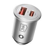 Chargeur Allume Cigare Ultra compact 45W Double Port USB et USB C Argent