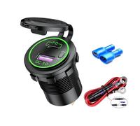 Chargeur Allume-Cigare Usb 3.0 Type C Qc Et Pd, Adaptateur Secteur, Double Ports Avec Interrupteur, Ultra Rapide, 60 W, Étanche, 12v 24 V, Voiture, Camion-Green-Line-Standard