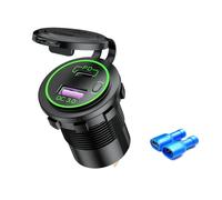 Chargeur Allume-Cigare Usb 3.0 Type C Qc Et Pd, Adaptateur Secteur, Double Ports Avec Interrupteur, Ultra Rapide, 60 W, Étanche, 12v 24 V, Voiture, Camion-Green-Standard