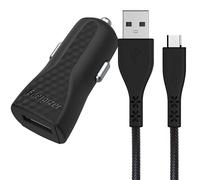 Chargeur Allume-Cigare USB-A 5W 1A HardCase avec Câble Micro--USB Noir