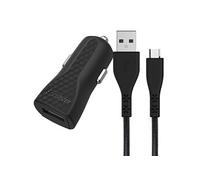 Chargeur Allume-Cigare USB-A 5W 1A HardCase avec Câble Micro--USB Noir