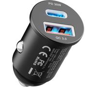 Chargeur Allume Cigare Usb C 30w, Chargeur Voiture Rapide Double Port Avec Usb-C Pd 30w Et Usb-A Qc 3.0 18w, Prise Allume Cigare Usb Pour Iphone 16/15, Samsung, Ipad¿Boîtier En Aluminium