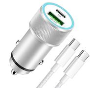 Chargeur Allume Cigare USB C 60W avec 1M Câble Type C Charge Rapide pour iPhone 16 15 Pro Max/Plus,Samsung Galaxy S25 Ultra S24 S23, Chargeur Voiture USB C PD&QC3.0 Adaptateur Prise Allume Cigare