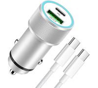 Chargeur Allume Cigare Usb C 60W Avec 1M Câble Type C Charge Rapide Pour Iphone 16 15 Pro Max/Plus,Samsung Galaxy S25 Ultra S24 S23, Chargeur Voiture Usb C Pd&Qc3.0 Adaptateur Prise Allume Cigare