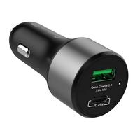 Chargeur Allume-Cigare USB-C PD 45W / USB QC 3.0 18W Compact Noir