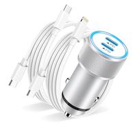 Chargeur Allume Cigare USB C Rapide 40W, Chargeur Voiture USB C Charge Rapide Adaptateur Prise Allume Cigare Chargeur Telephone Voiture avec 2X Câble pour iPhone 16/15/14/13/12/11/Pro Max/XS/X/SE/8/7
