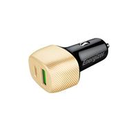 ENERGIZER - Chargeur Voiture 38 W - 1 Port USB-C & 1 Port USB-A - Chargeur Allume-Cigare - Design Carbone - Doré D38