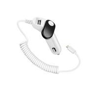 Chargeur Allume cigare Voiture Câble Lightning intégré Torsadé 1m Blanc