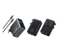 Chargeur Anker (140 W, 4 ports, PD 3.1) avec câble USB-C + Adaptateur de voyage Anker Nano (5-en-1, 20 W)