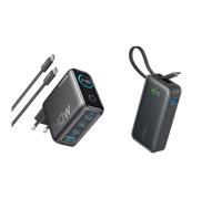 Chargeur Anker (140 W, 4 ports, PD 3.1) avec câble USB-C + Anker Nano PowerBank (30 W, câble USB-C intégré)