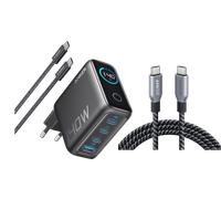 Chargeur Anker (140 W, 4 ports, PD 3.1) avec câble USB-C + Câble USB-C vers USB-C Anker Prime (240 W, design tressé et recyclé)