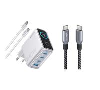 Chargeur Anker (140 W, 4 ports, PD 3.1) avec câble USB-C + Câble USB-C vers USB-C Anker Prime (240 W, design tressé et recyclé)