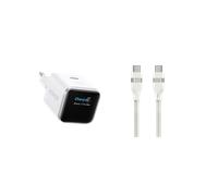 Chargeur Anker Nano (45 W, écran intelligent) + Câble Anker USB-C vers USB-C (240 W, upcy t tressé) 90 cm / blanc aurore