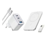 Chargeur Anker Nano (70 W, 3 ports) + Batterie externe Anker Nano (5K, MagGo, Slim)