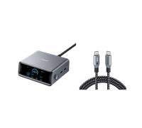 Chargeur Anker Prime (250 W, 6 ports) + Câble Anker USB-C vers USB-C (240 W, 6ft)