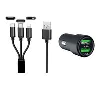 Chargeur Auto Dual Usb 3 En 1 12/24v/3,4a Charge De Courant Max=3.4 A 12/24 V - Iwh