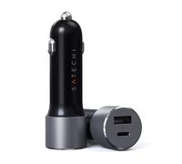 Chargeur Auto Universel Satechi ST-TCPDCCM Noir/Gris - USB-C 60W + USB-A 3.2 Gen 1 12W - Allume-cigare 12/24V - Charge Rapide - 72W Max