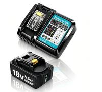 Chargeur avec Batterie 18 V 5500 mAh pour Makita BL1830B BL1840 BL1850 BL1850B BL1860 BL1860B BL1815 LXT-400,5 Ah 18 V Batterie de Rechange avec Bloc d'alimentation DC18RC 3A