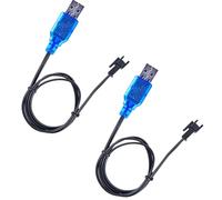 Chargeur Batterie 3.7v,3.7V HSP Câble de Charge USB avec Prise SM-2P,SM-2P Cordon d'alimentation de Batterie,Avec indicateur LED pour jouets électriques,Drone télécommandé,2 pcs