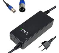 Chargeur Batterie 54,6V 2A pour Batterie Lithium 48V, Certification de sécurité CE, avec Affichage LED et Protection Multiple, Fonctions de réparation, avec connecteur XLR 3 Broches