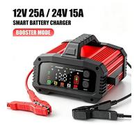 Chargeur Batterie Auto 12V/24V 25A/15A Mode Booster & 8 Étapes Écran Couleur & Aluminium AGM GEL LiFePO4