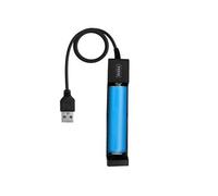 Chargeur Batterie Cylindrique USB 2A Universal avec Indicateur 4,2V Noir