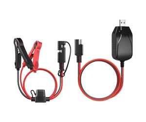 Chargeur Batterie Moto | ABS Cuivre 180cm Noir | USB Chargeur Automatique Intelligent LED Protection | Moto AGM Gel Plomb Acide Entretien Secours Urgence Solaire