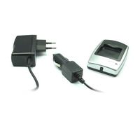 Chargeur batterie (secteur & voiture) pour Panasonic CGA-S008, CGA-S008E, DMW-BCE10E, VW-VBJ10 Compatible avec Lumix SDR-S7, SDR-S9, SDR-S10, SDR-S15, SDR-S26, SDR-SW20, SDR-SW21, SDR-SW28...