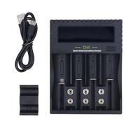 Chargeur Batterie Universel Intelligent, Écran LCD, Chargeur USB 4 Baies pour Batteries Li ION Ni MH Ni CD AA AAA AAAA - Protection Sécurisée, Compatible Large Gamme, Portable et Polyvalent