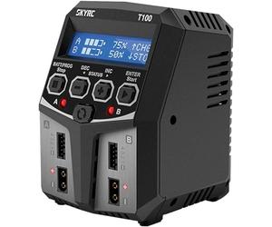 Chargeur Batterie Voiture rc Double Li ION LiPo, SKYRC T100 100W 5A AC Rapide Charger/déchargeur XT60 à Deux canaux pour accu 2S 3S 4S Life LiHV, 6S 7S 8S NiCd NiMH PB AGM Froid Arrêt temporisé