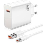 Chargeur Blanc Rapide 120W USB pour Xiaomi 14T Pro /13T Pro /11T Pro,Chargeur Turbo avec 6A Câble USB C pour Redmi Note 13 Pro+ 12