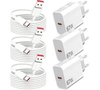 Chargeur charge rapide 67 W pour Xiaomi 15T 14T Redmi Note 15 Pro 5G 14 13 | 3Pack Double Port Chargeur USB C et Câble pour Galaxy S25 Plus/S24 FE/S26+/S23 A55 Tab S11 S10 Rapide Prise Type C Charger
