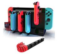 Chargeur Compatible Avec Joycon Pour Switch & Oled Model Avec 9 Fente Pour Carte De Jeu, 4 En 1 Support De Station De Charge Pour Manettes Avec Led Indicateur