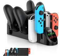 Chargeur Compatible avec Nintendo Switch pour JoyCons, Support de Chargeur Multifonction pour Manette de Commutation avec 2 Ports USB (Noir)