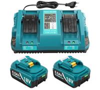 Chargeur DC18RD et 2 Batteries de Rechange 5,5 Ah pour Batteries Makita 18 V, Compatible avec BL1815, BL1830, BL1840, BL1850, BL1860, BL1890, BL1415, BL1430, BL1440