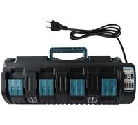 Chargeur DC18SF 18V 4 Port pour Makita Chargeur 18V DC18RD DC18RC DC18RE, Compatible avec Makita 14.4V-18V Batterie BL1860B BL1860 BL1850B BL1850 BL1840B BL1840, BL1450 BL1430 BL1415