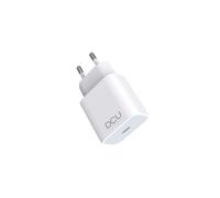 Chargeur DCU blanc avec prise vers USB-C femelle, charge rapide, jusqu'à 20W.