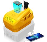 Chargeur de batterie 100 W de type C - Adaptateur USB pour batterie Dewalt 20 V 60 V MAX - Convertisseur de puissance - Peut être utilisé avec chargeur USB de type C - Avec port USB 2,1 A