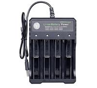 Chargeur de batterie 18650 4 emplacements, chargeur de batterie Li-ion universel rechargeable pour batterie rechargeable 3,7 V 18650 18350 17670 17500 16340 (RCR123) 14500, Ni-MH Ni-CD AA AAA (sans