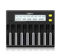 Chargeur de Batterie 18650, Chargeur de Batterie MiBOXER 8 Baies avec Écran LCD Automatique, Charge Rapide Li-ION LiFePO4 Ni-MH Ni-CD AA AAA C 21700 26650 13650 16340 18350 18700 RCR123