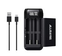 Chargeur de batterie 18650 USB C, chargeur de batterie Li-ion double port 3,7 V Chargeur portable USB C avec pochette - Alimentation d'urgence et charge rapide pour lampe de poche, téléphone de