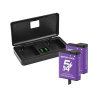 Chargeur de Batterie 2250 mAh for caméra Action 5 Pro / 4/3, Compatible avec DJI(2 Battery 1 Charger)