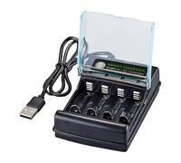 Chargeur de batterie 4 baies, chargeur de batterie AA AAA à charge rapide, station de charge individuelle pour piles AA AAA